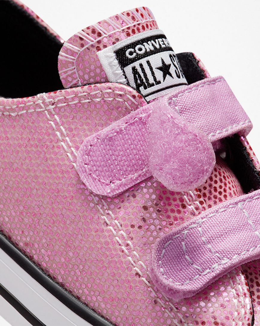 Tenis Converse Chuck Taylor All Star Easy-On Glitter Cano Baixo Menina Rosa Pretas | PT C058413